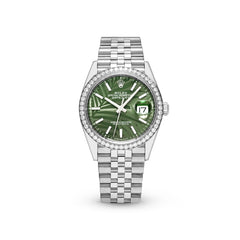 Rolex Datejust 36 126284RBR Green Palm Motif Index Dial Jubilee