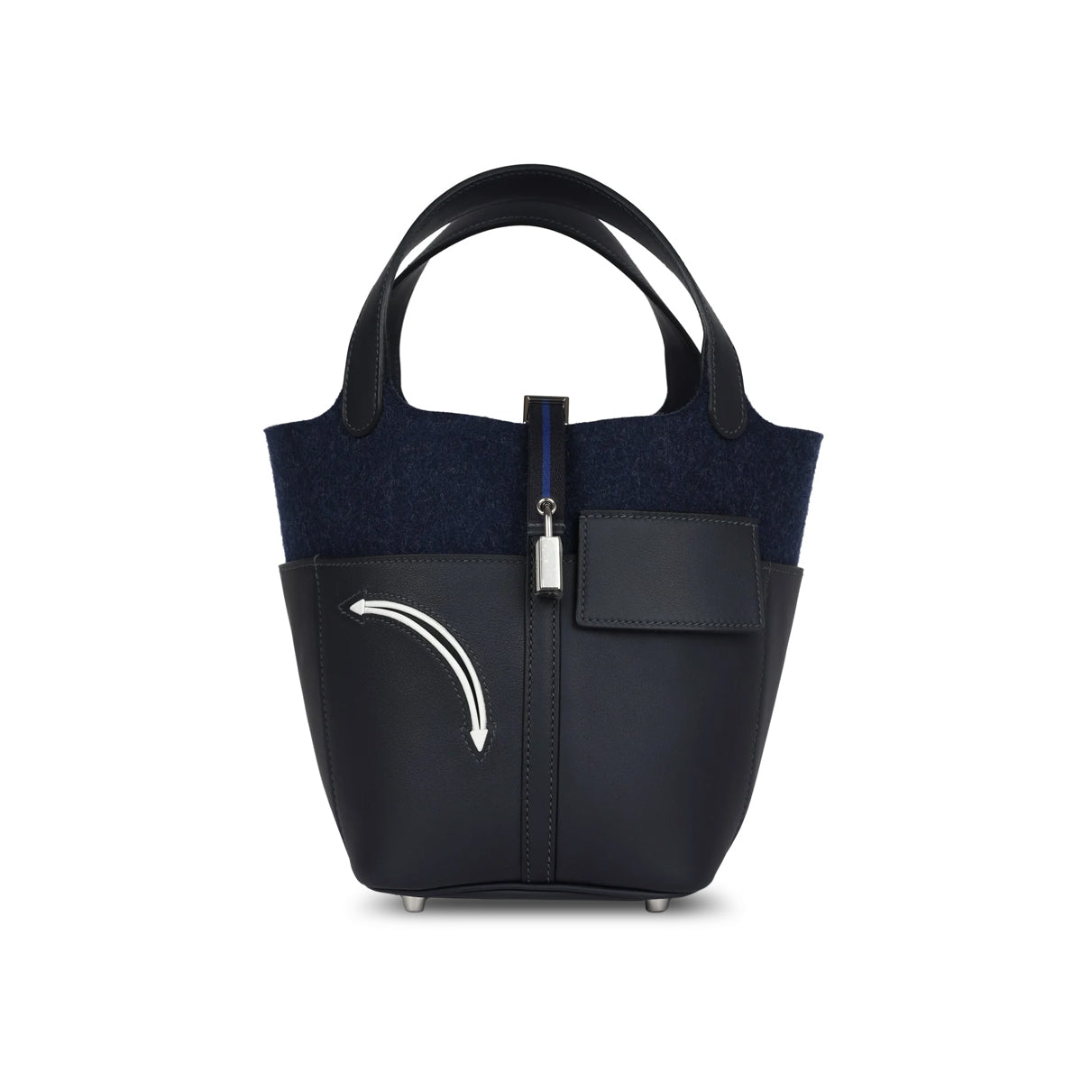 Hermès Picotin Go Team 18 Handbag in Dark Blue Felt and Bleu Caban Swift PHW W