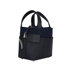 Hermès Picotin Go Team 18 Handbag in Dark Blue Felt and Bleu Caban Swift PHW W