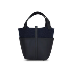 Hermès Picotin Go Team 18 Handbag in Dark Blue Felt and Bleu Caban Swift PHW W