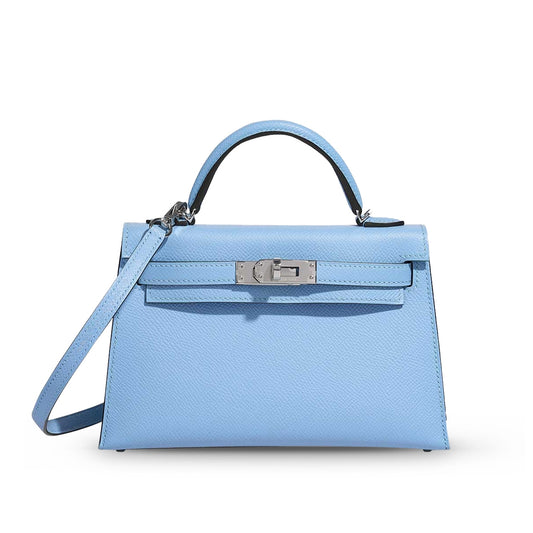 Hermes Kelly 20 Blue Celeste Epsom PHW B