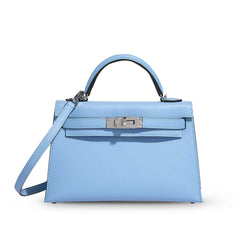 Hermes Kelly 20 Blue Celeste Epsom PHW B