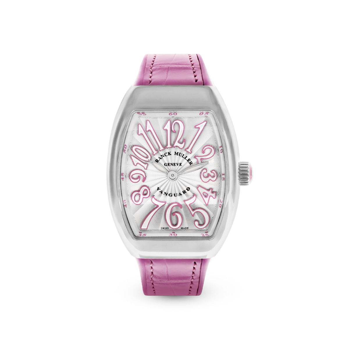 Franck Muller Vanguard V 32 QZ AC.RS (BLC.BLC RS) White Dial, Pink Numbers
