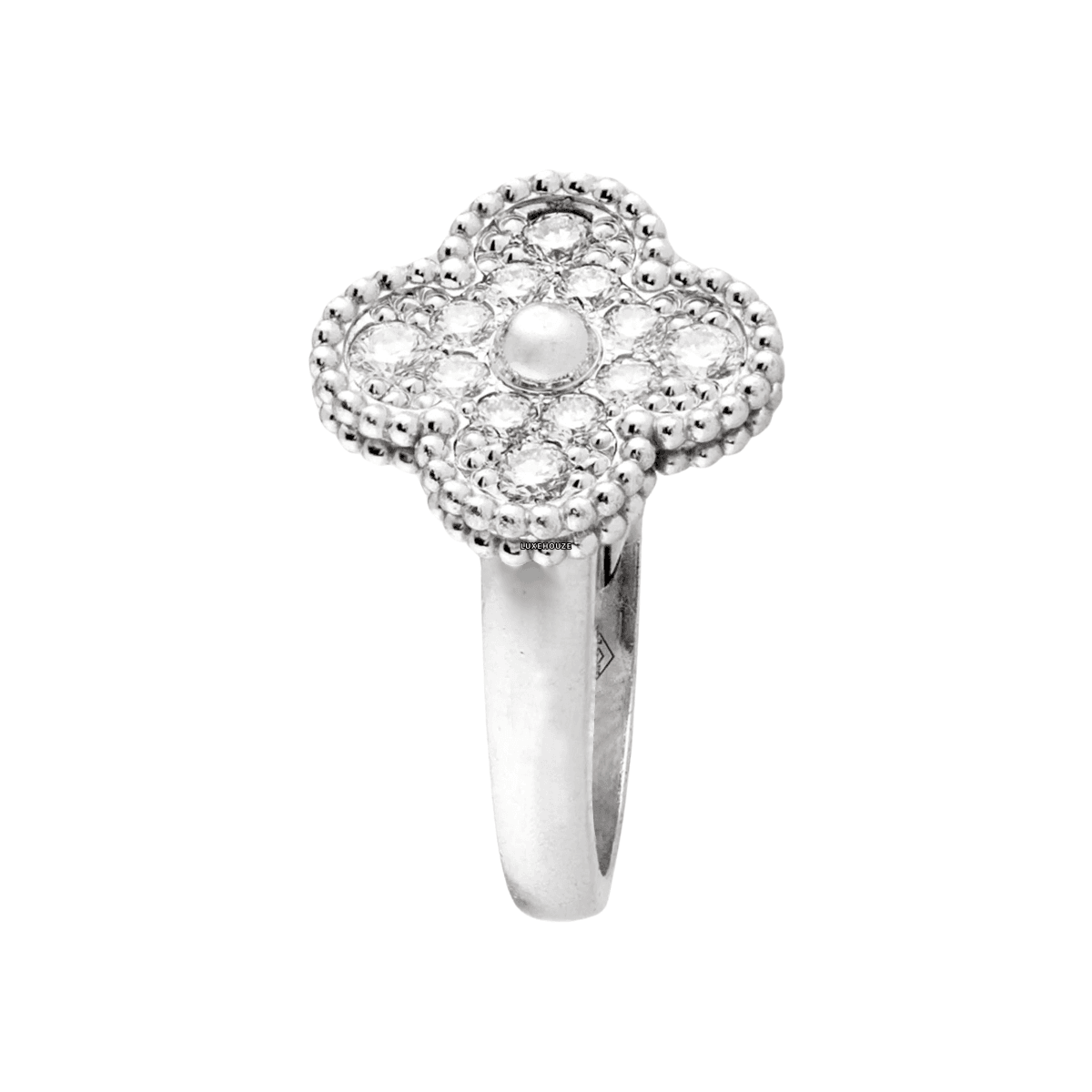 Van Cleef & Arpels Vintage Alhambra Ring 18K White Gold Diamond VCARO26N00