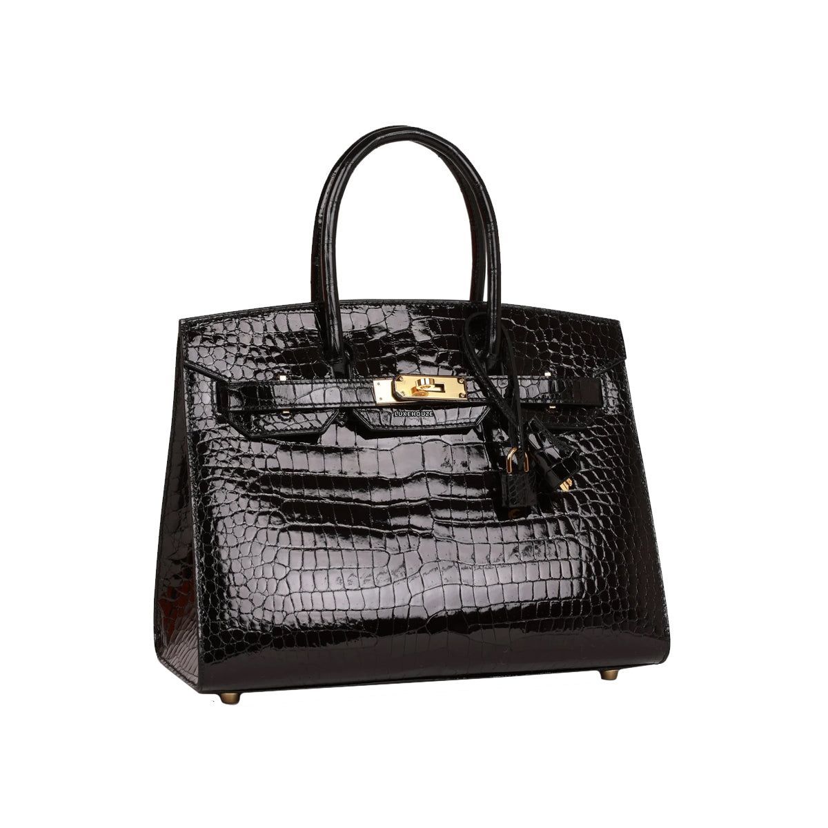 Hermes Birkin 30 Black Shiny Porosus Crocodille Sellier GHW U