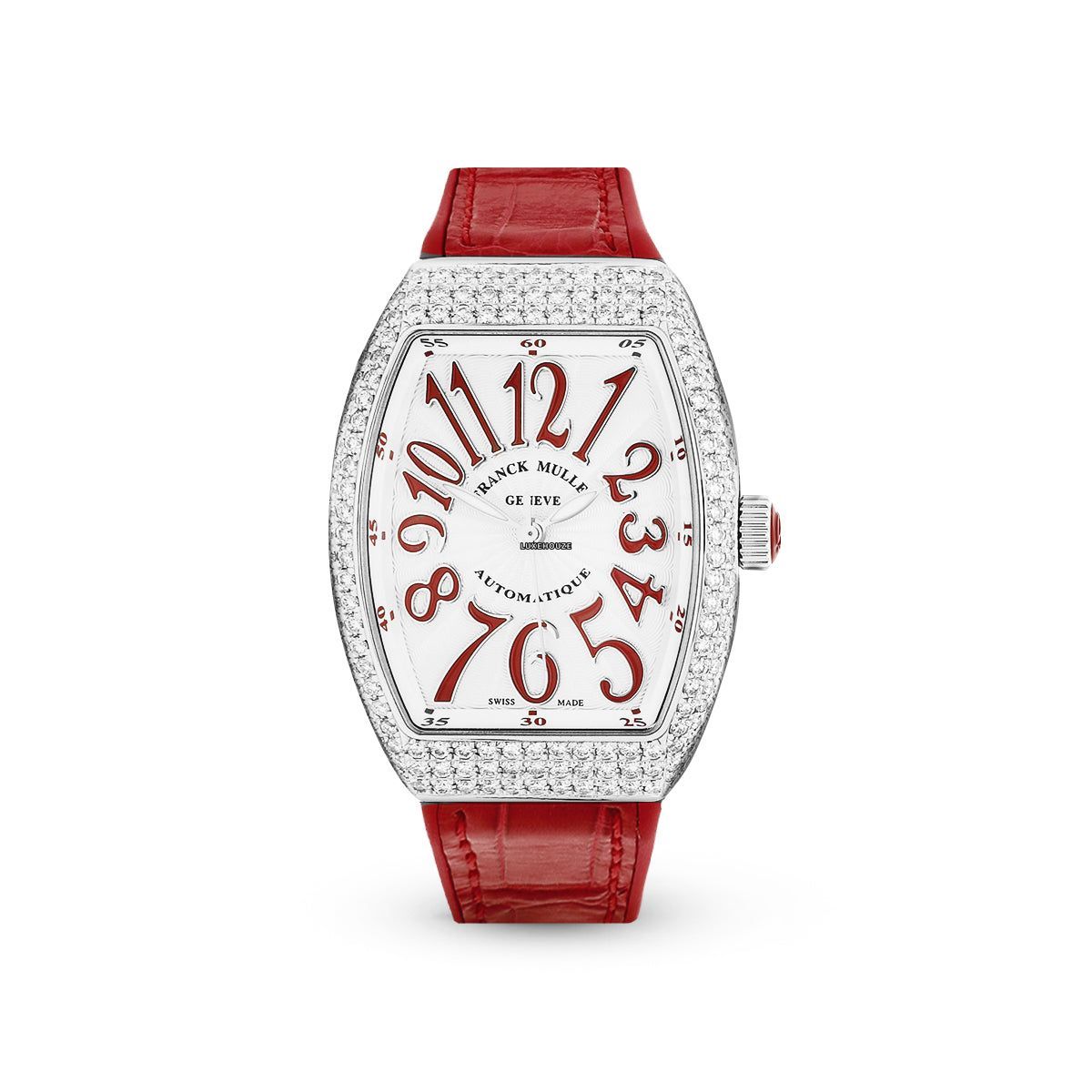 Franck Muller Vanguard V 32 SC AT FO D AC.RG (BLC.RG AC) (White Dial, Red Numbers)