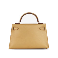 Hermes Kelly 20 Dore Metalic Chevre PBHW W