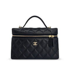 Chanel Vanity Top Handle Slingbag in Black Gold Hardware