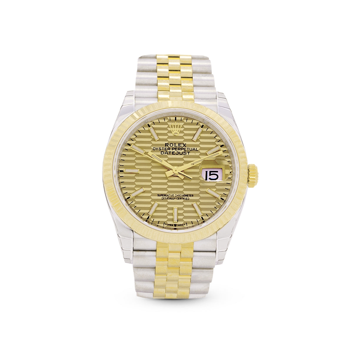 Rolex Datejust 36 126233 Champ Motif Fluted Jubilee