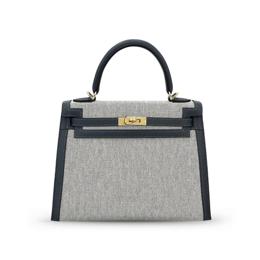 Hermès Kelly 25 Gris Misty Toile PBHW W