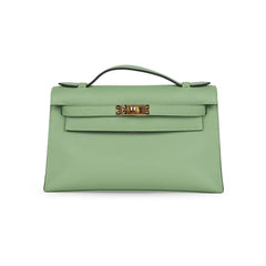 Hermes Kelly Pochette Vert Criquet Swift GHW B