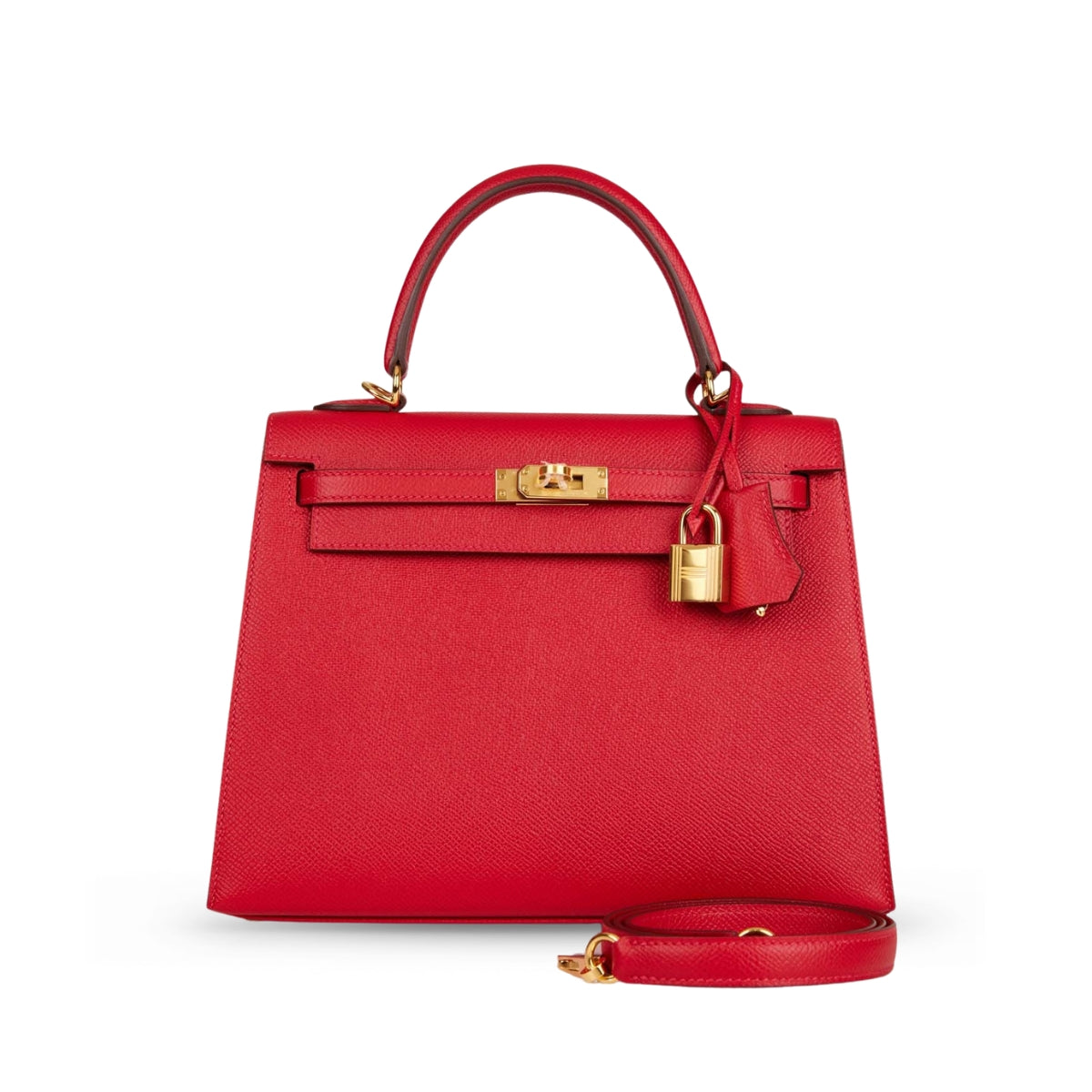 Hermes Kelly 25 Rouge Casaque Epsom Sellier GHW X