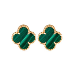 Van Cleef & Arpels Magic Alhambra Earrings 18K Yellow Gold Malachite VCARO3MH00