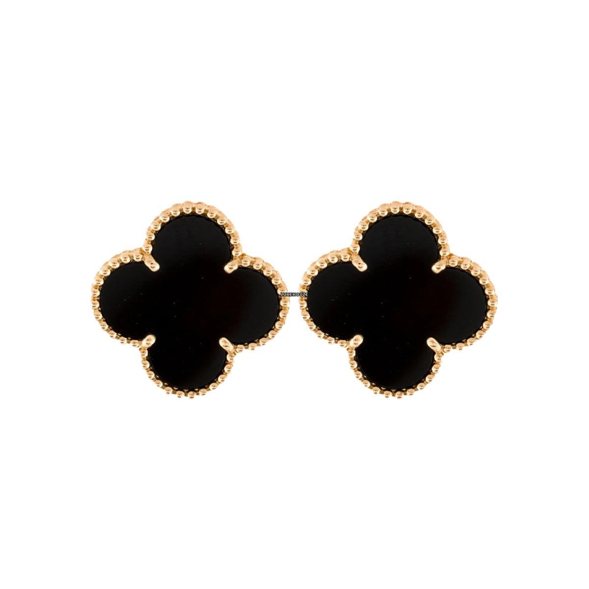 Van Cleef & Arpels Magic Alhambra Earrings 18K Yellow Gold Onyx VCARA44300