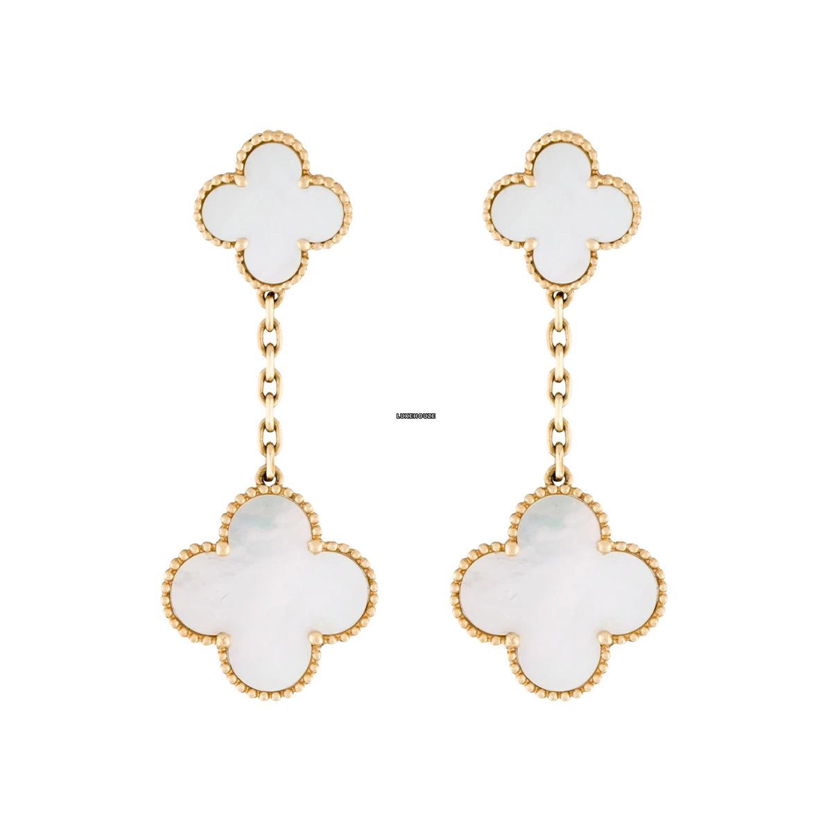 Van Cleef & Arpels Magic Alhambra Earrings 2 motifs 18K Yellow Gold Mother-of-pearl VCARD78800