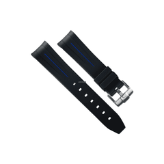 Sport Models Plus Tang Buckle Series VulchromaticÂ® Watch Bands RUBBER B Jet Black / Pacific Blue 