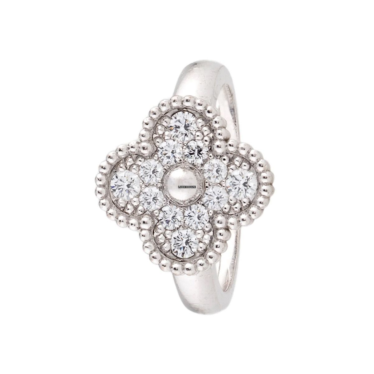 Van Cleef & Arpels Sweet Alhambra Ring 18K White Gold Diamond VCARO85800