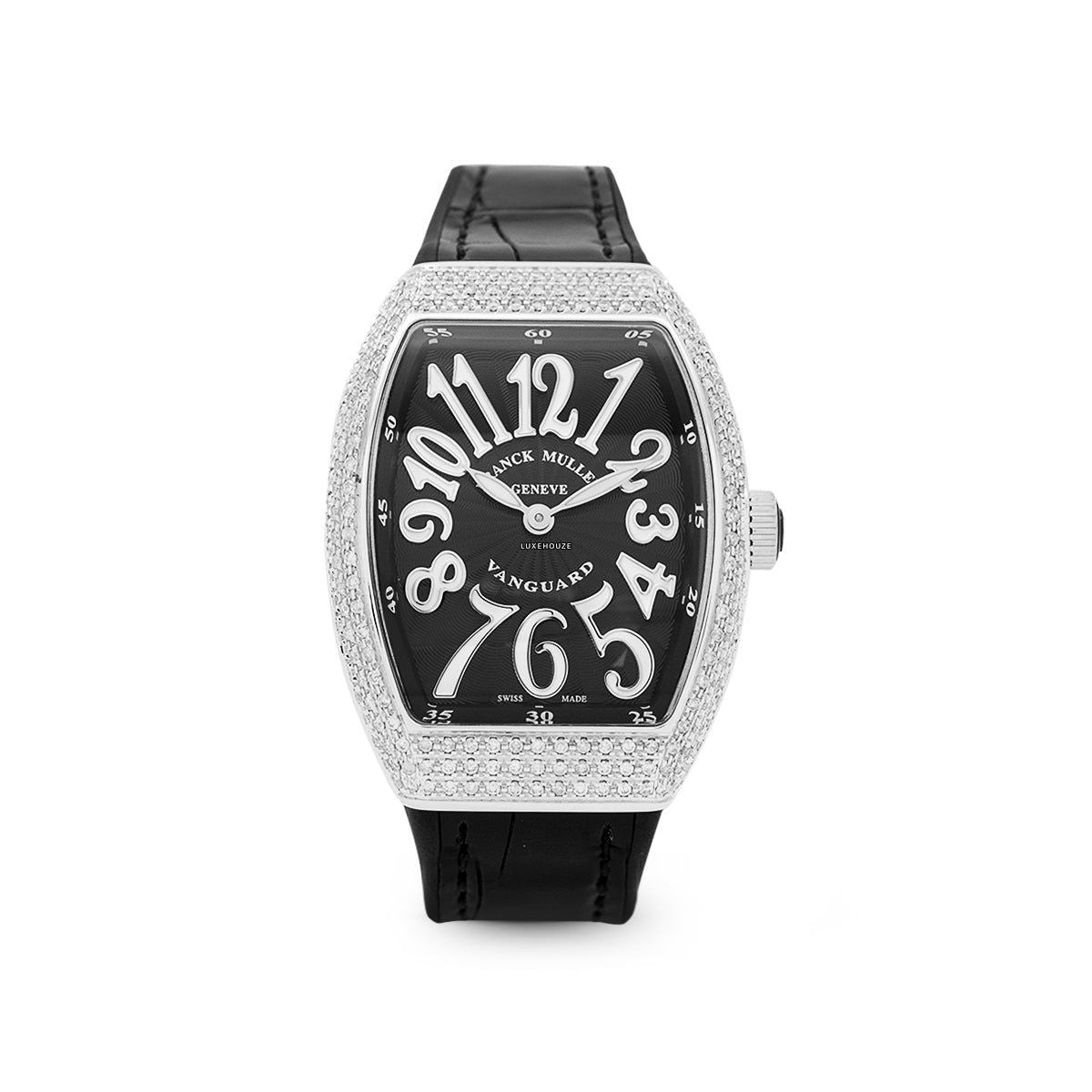 Franck Muller Vanguard V 32 QZ AC.NR (NR.BLC AC) (Black Dial, White Numbers, Medium Aftersetting)