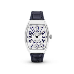 Franck Muller Vanguard V 32 QZ AC.BU (BLC.BU AC) (White Dial, Blue Numbers)