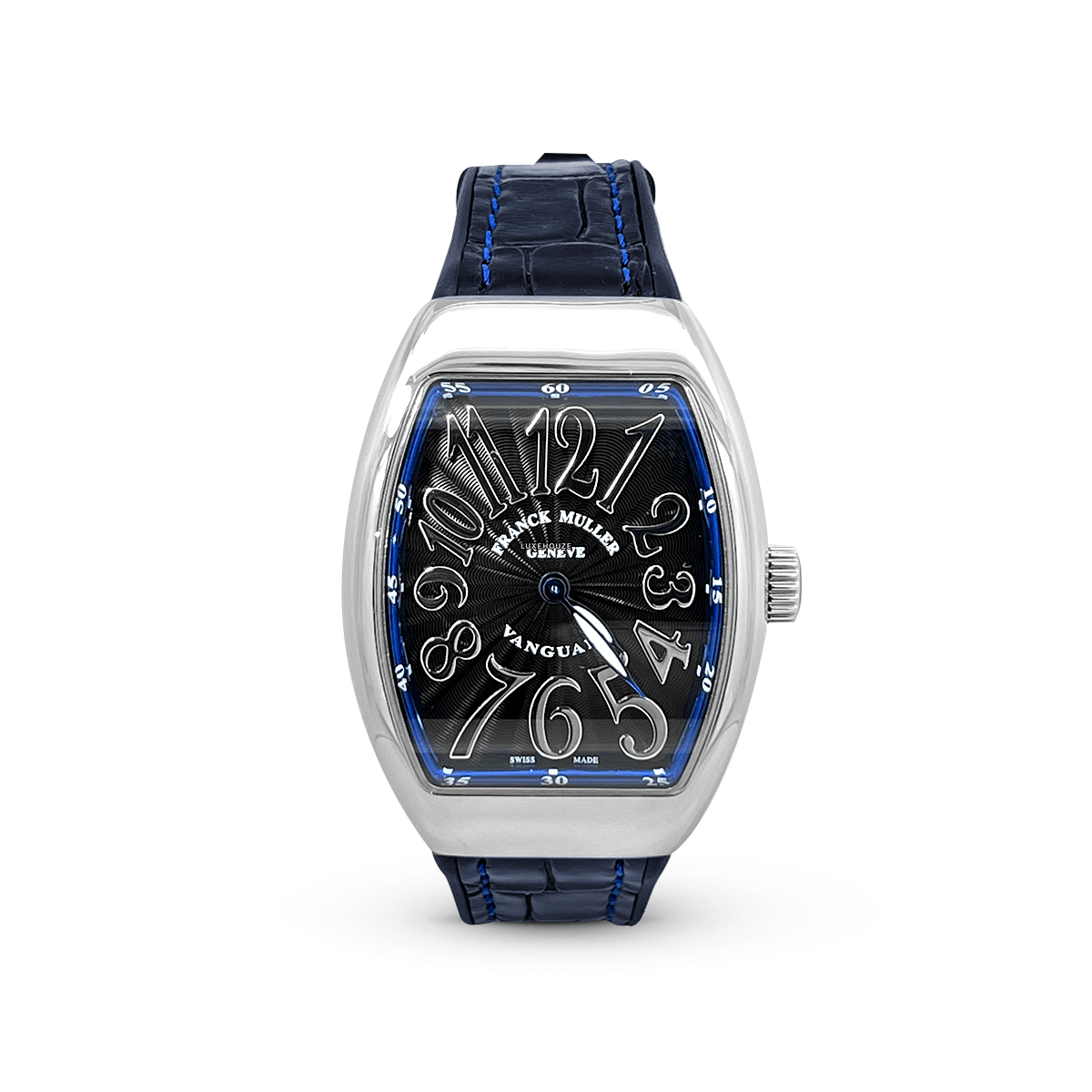 Franck Muller Vanguard V 32 QZ AC.BU (BU.NR AC) (Dark Blue Dial, Silver Numbers)