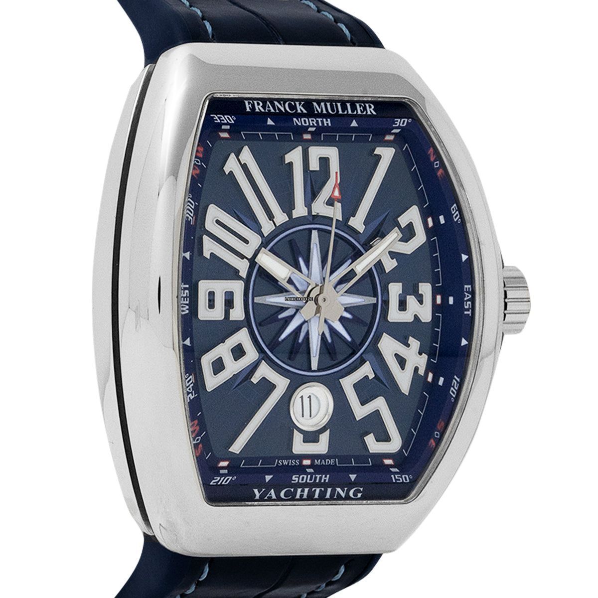 Franck Muller Vanguard V 41 SC DT YACHTING AC.BL (BL.BLC AC) (Blue Dial, White Numbers)