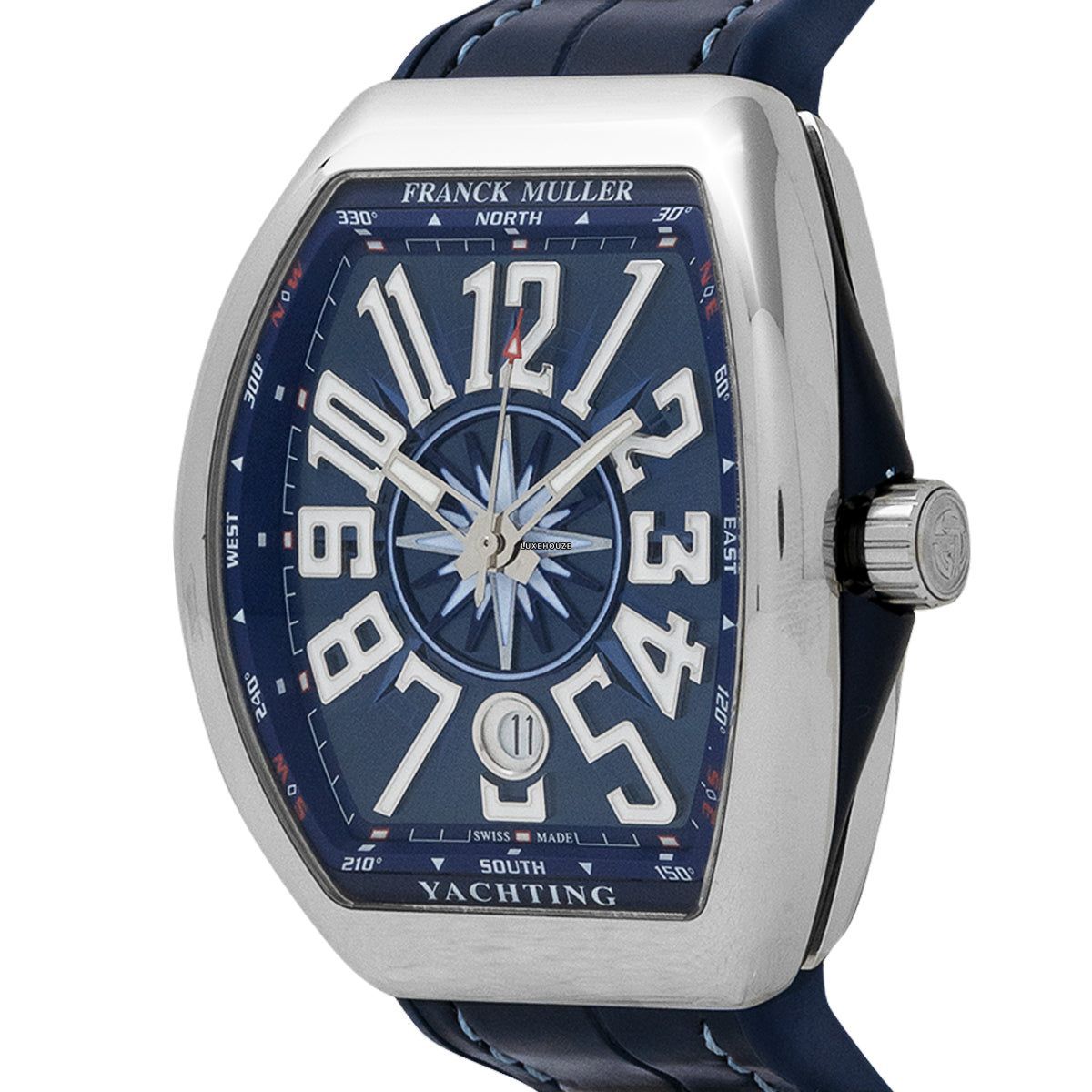 Franck Muller Vanguard V 41 SC DT YACHTING AC.BL (BL.BLC AC) (Blue Dial, White Numbers)