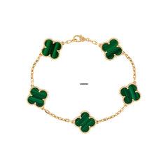 Van Cleef & Arpels Vintage Alhambra Bracelet 5 motifs 18K Yellow Gold Malachite VCARL80900