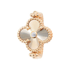 Van Cleef & Arpels Vintage Alhambra Reversible Ring 18K Rose Gold Carnelian Diamond VCARP7U500